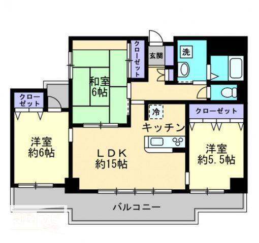 ストーンレイク子の浜B棟(3LDK/5階)の間取り写真