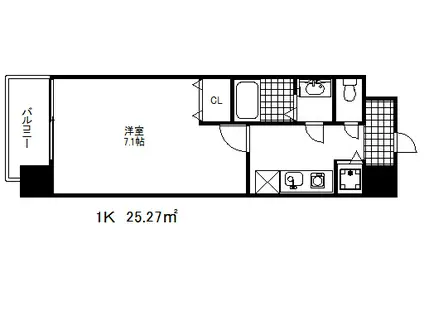 ケーディエックスレジデンス三宮(1K/2階)の間取り写真