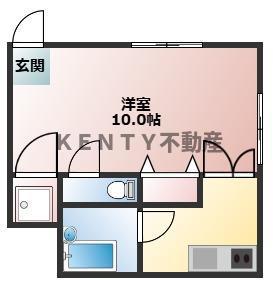 ウイング塩山(1DK/2階)の間取り写真