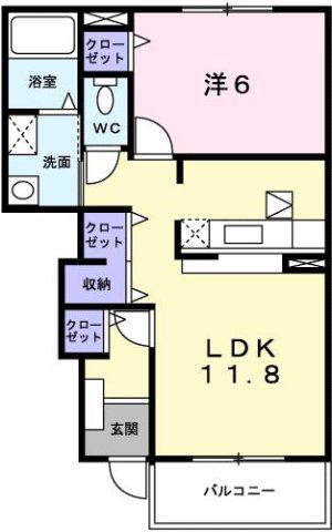 スリズイエ(1LDK/1階)の間取り写真