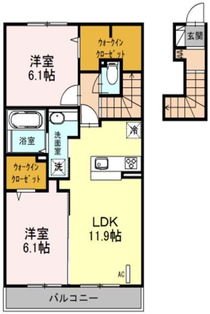 CALMHOUSE(2LDK/2階)の間取り写真