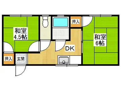 若草ハイツ(2DK/2階)の間取り写真