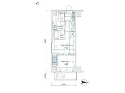 CARTOLERIA(1DK/2階)の間取り写真