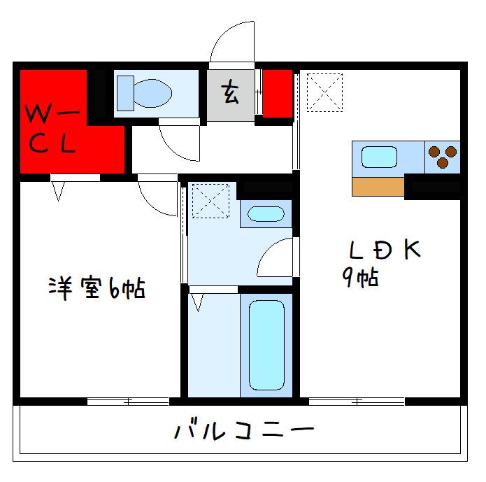 ディアコート萱振(1LDK/1階)の間取り写真