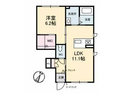 リヴェール(1LDK/1階)の間取り写真