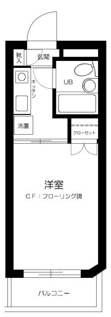 ハイタウン目黒(1K/3階)の間取り写真
