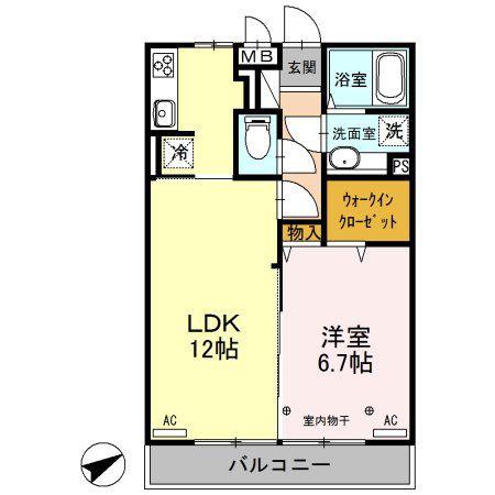 カーサ・プリメーラ(1LDK/2階)の間取り写真