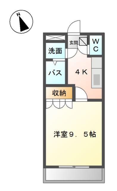 エタニティ古国府(1K/1階)の間取り写真