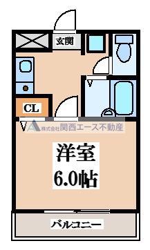 フラットカキノキ(1K/3階)の間取り写真