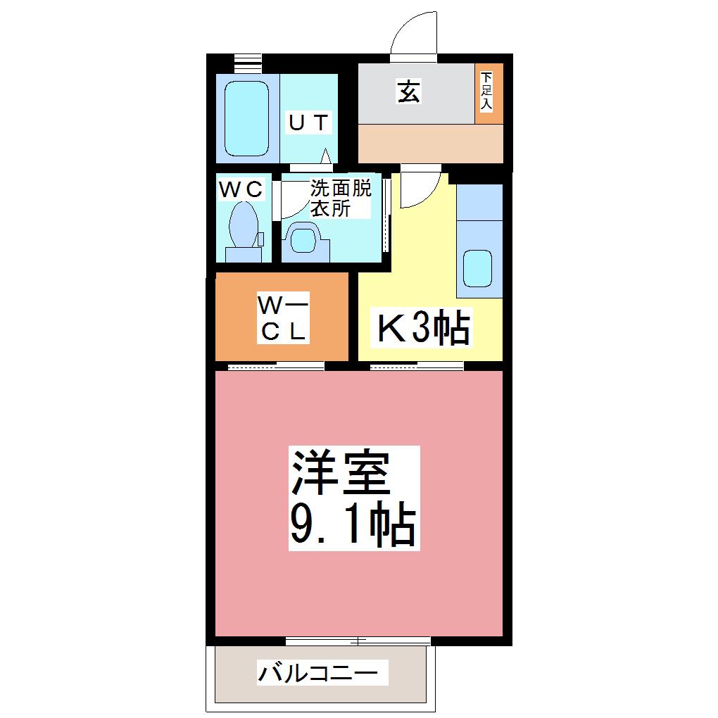 エスポワールS(1K/2階)の間取り写真