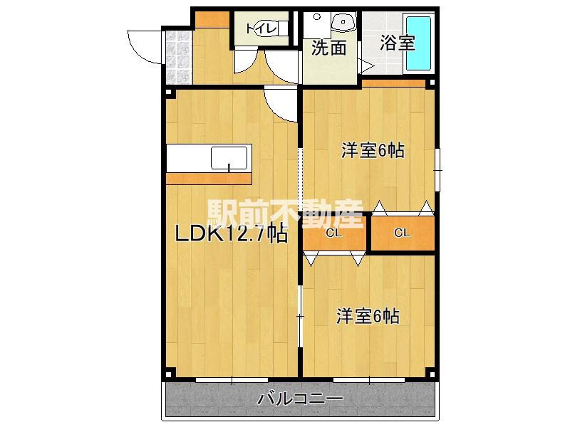 ピュール西の丘(2LDK/2階)の間取り写真
