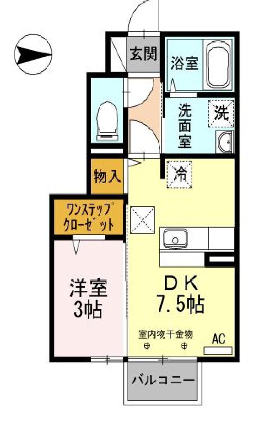 郡山レジデンス(1DK/1階)の間取り写真