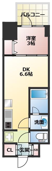 DIMUS北浜(1DK/8階)の間取り写真