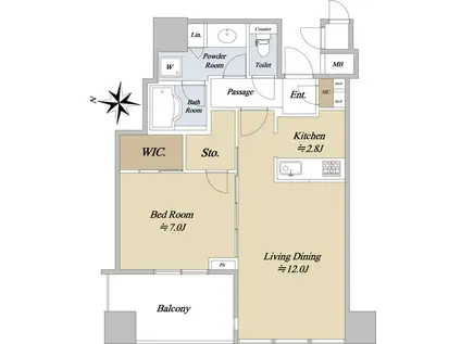 シティタワー大阪天満(1LDK/10階)の間取り写真