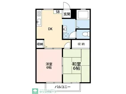 オークヴィラ(2DK/1階)の間取り写真