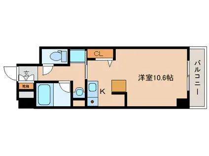 フレアコート奈良(ワンルーム/2階)の間取り写真