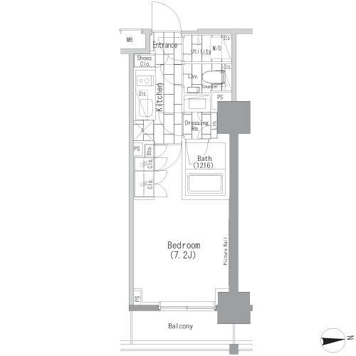 ザパークハビオ上野レジデンス(1K/4階)の間取り写真