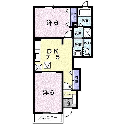 アクティ北鴨IIB(2DK/1階)の間取り写真
