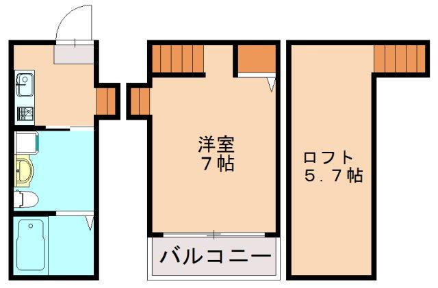 ハーミテージ吉塚(1K/2階)の間取り写真