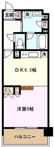 スパシエルクス西川口(1DK/2階)の間取り写真