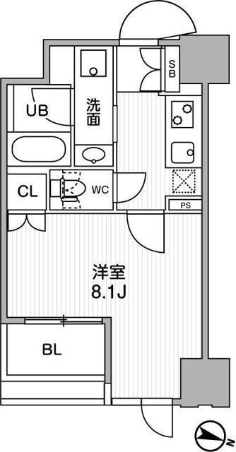 東神田テラスレジデンス(1K/5階)の間取り写真