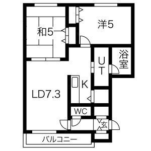 レーラ101B(2LDK/2階)の間取り写真