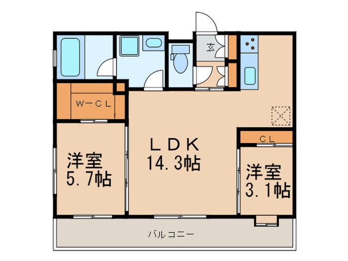 エンクレストGRAN博多駅前(2LDK/13階)の間取り写真