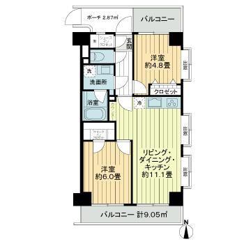 NICアーバンハイム木場公園(2LDK/3階)の間取り写真