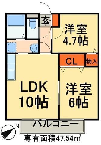 Kタウン宮野木 R棟(2LDK/2階)の間取り写真