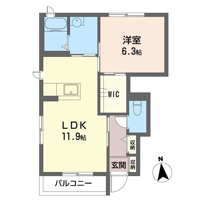 メルシーガーデンII(1LDK/1階)の間取り写真