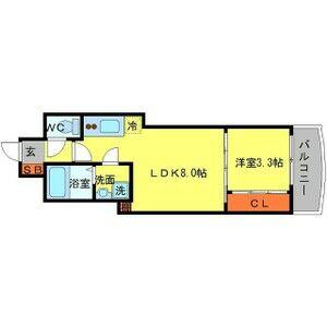 SERENITE谷町CROIX(1LDK/15階)の間取り写真