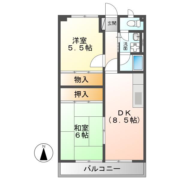 ホワイトメゾン(2DK/4階)の間取り写真