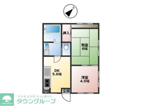 レジダンスイン新狭山(2DK/2階)の間取り写真
