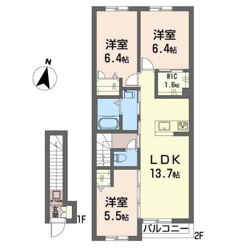 シャーメゾンさくら奏(3LDK/2階)の間取り写真