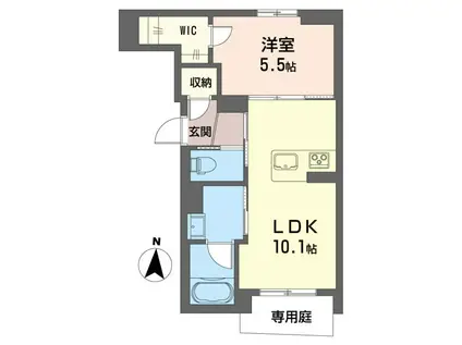 ベルフォーレII(1LDK/1階)の間取り写真