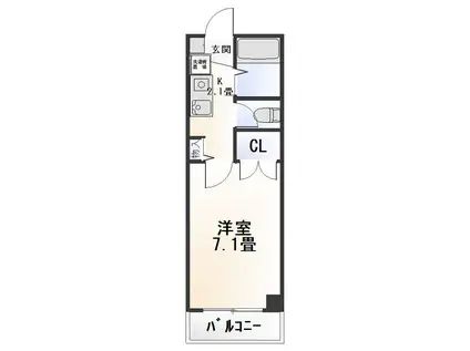 ザ・仲次郎(1K/3階)の間取り写真