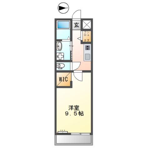 PRUNIER(1K/2階)の間取り写真