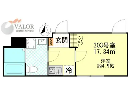 ポタッシュ川崎大師(ワンルーム/3階)の間取り写真