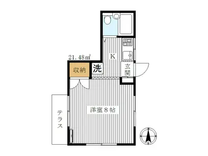 コーポ五十畑(1K/1階)の間取り写真