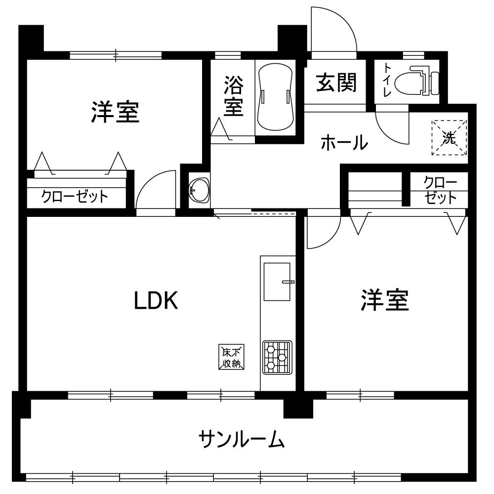 汐見台第81210棟(2LDK/1階)の間取り写真