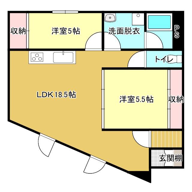 ピオニーヒルズ(2LDK/3階)の間取り写真