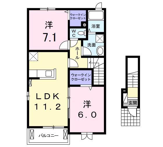 テール シエルII(2LDK/2階)の間取り写真