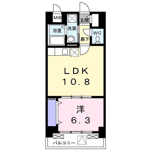 ヴィア・ラッテア(1LDK/6階)の間取り写真