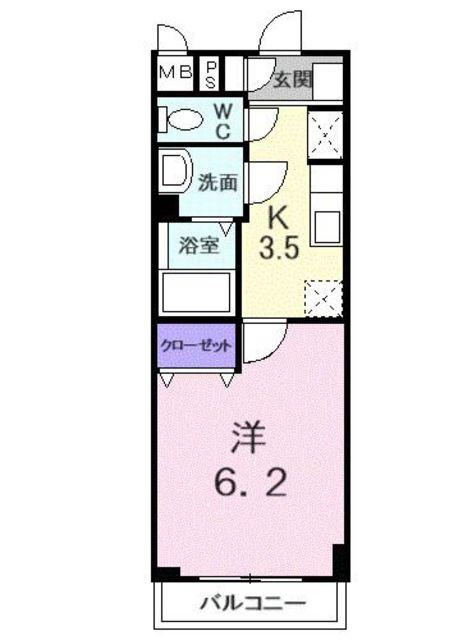 ラヴィアン オランジュ(1K/2階)の間取り写真