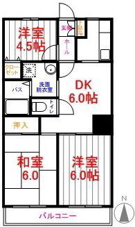 アエラス昭島(3DK/3階)の間取り写真