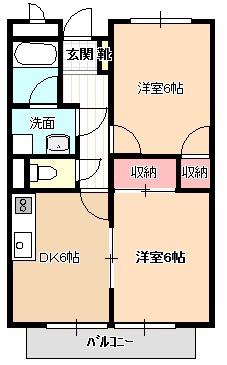 サープラス大垣登I(2DK/2階)の間取り写真