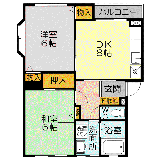 ハイツサンフレッシュ(2DK/1階)の間取り写真