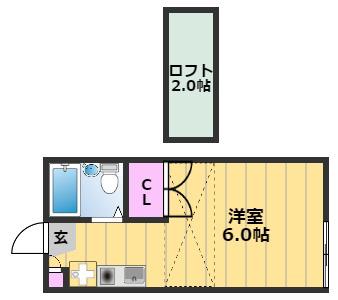 サウスヒル3(ワンルーム/1階)の間取り写真