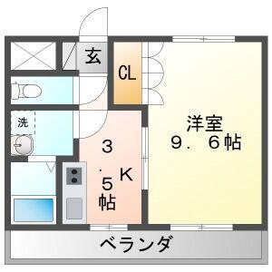 プレサス(1K/2階)の間取り写真