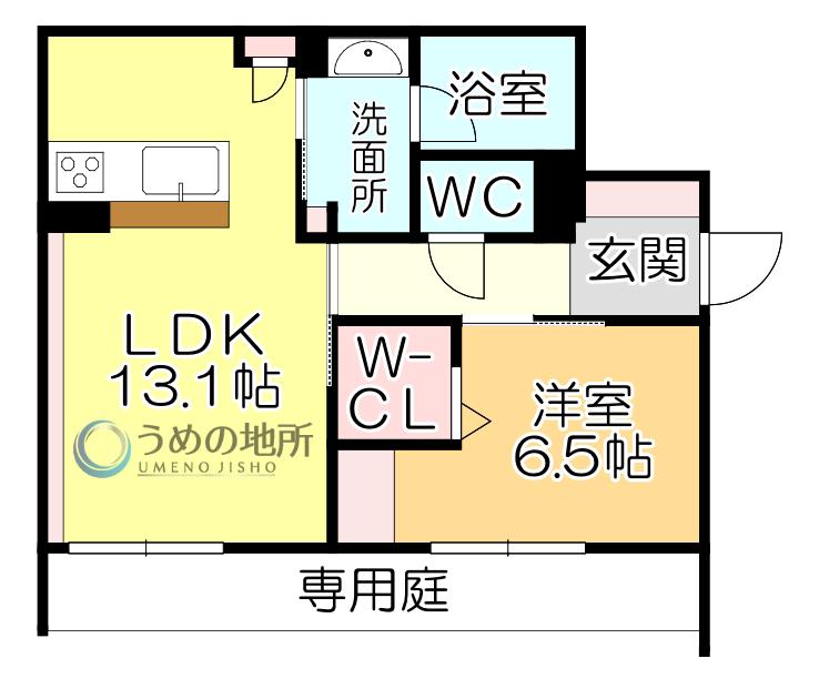 シャーメゾンROOX(1LDK/1階)の間取り写真